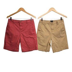 Crown and Ivy Shorts Youth Boys 20 Brick Red Khaki Button Adjustable Waist